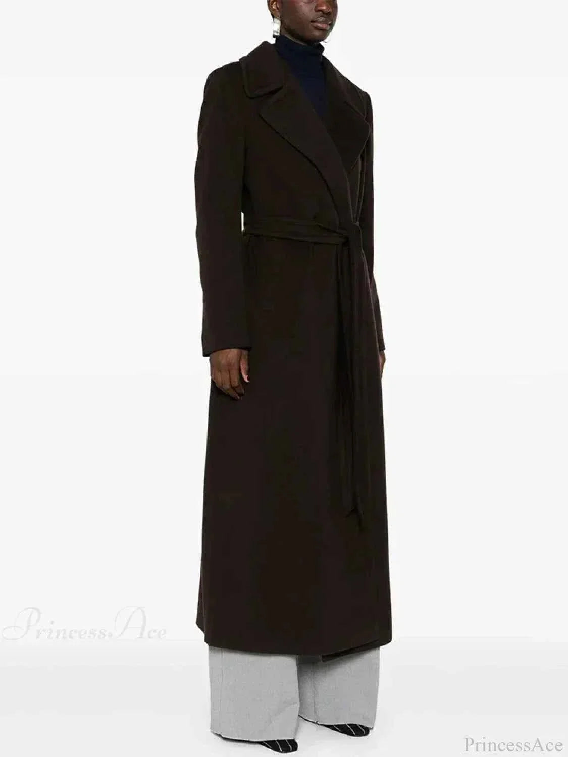 Slim-Fit Twill Coat with a Turn-Down Lapel and Tie Belt