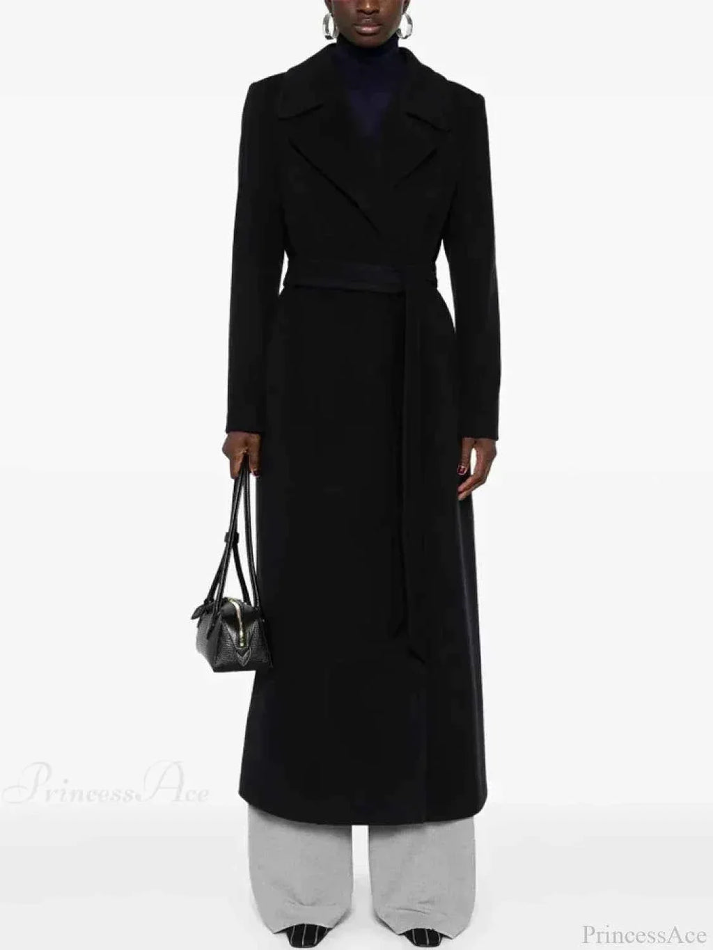 Slim-Fit Twill Coat with a Turn-Down Lapel and Tie Belt