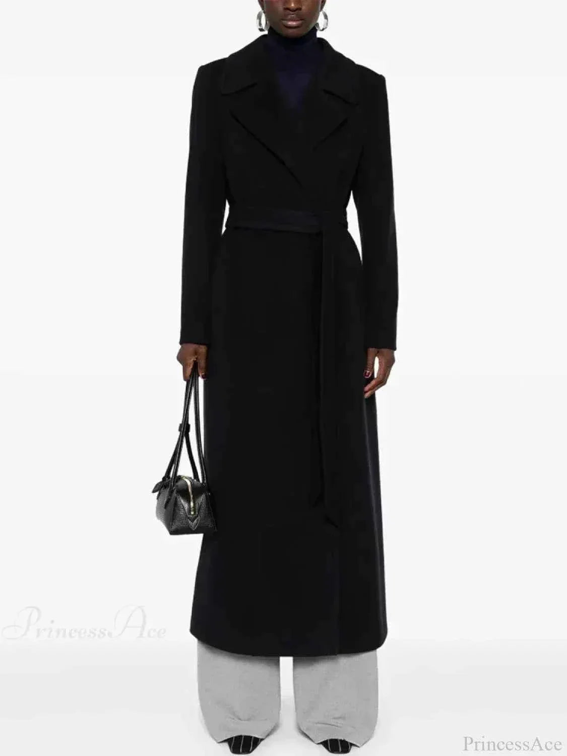 Slim-Fit Twill Coat with a Turn-Down Lapel and Tie Belt