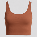 Geribbelde katoenen cropped tanktop met V-hals en lage rug