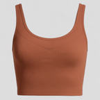 Geribbelde katoenen cropped tanktop met V-hals en lage rug