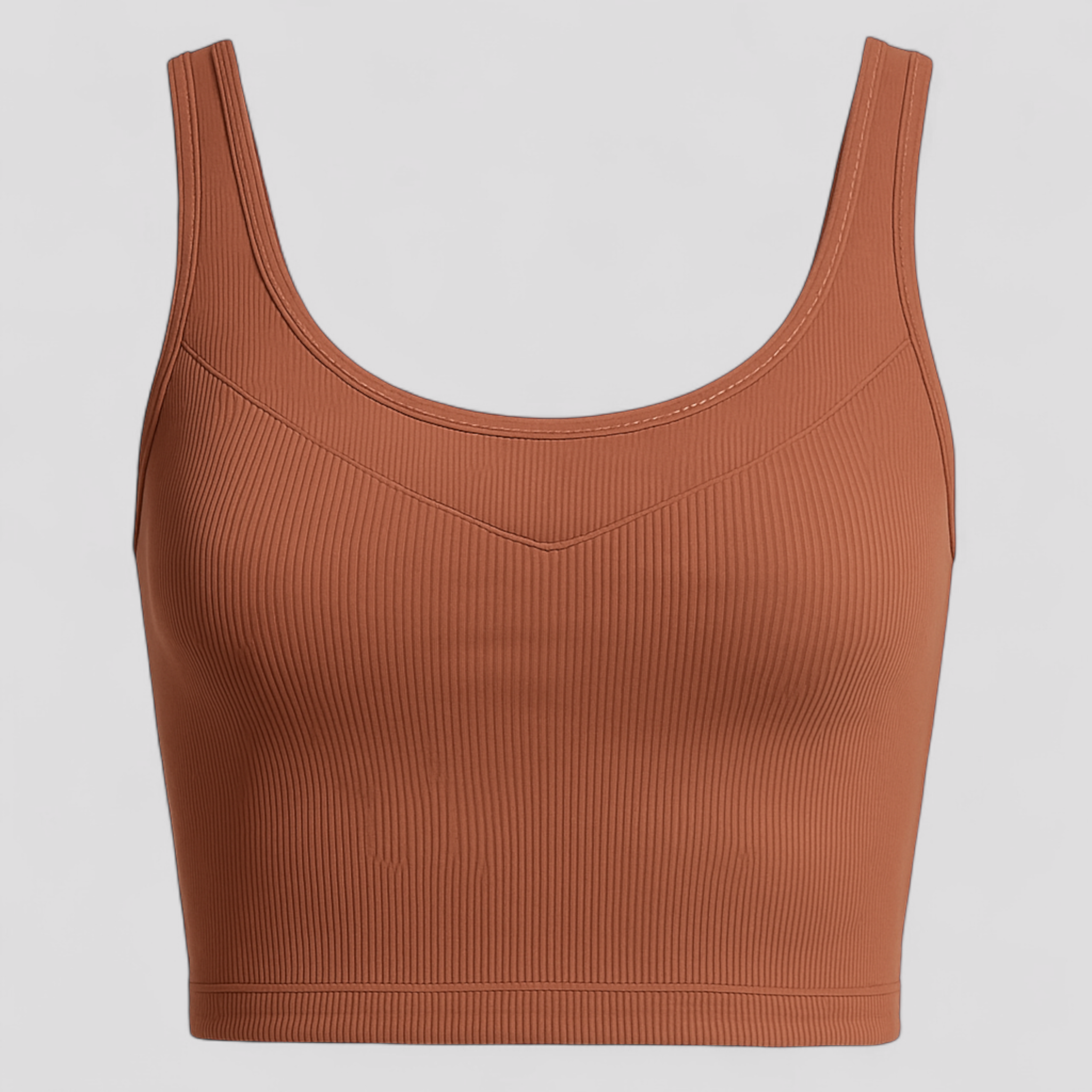 Geribbelde katoenen cropped tanktop met V-hals en lage rug