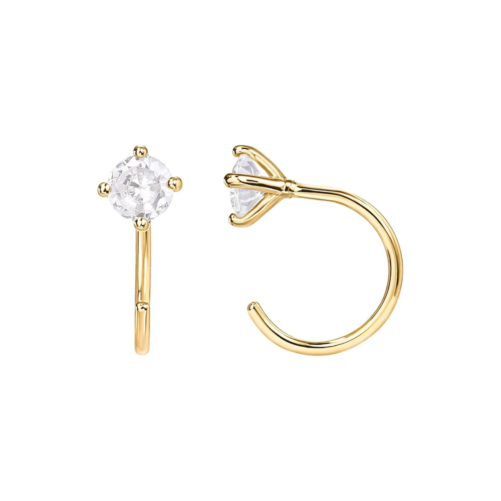 Spark-Tipped Hoop Earrings in Gold Tone