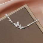 Rhinestone Butterfly Bracelet in Silver Tone