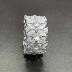Brede ring met zirkonia bloemencluster in diamantlook