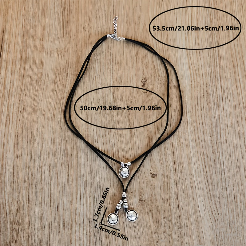 Vintage Double-Layer Pendant Choker Necklace