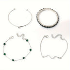 Four-Piece Green Rhinestone Jewellery Set