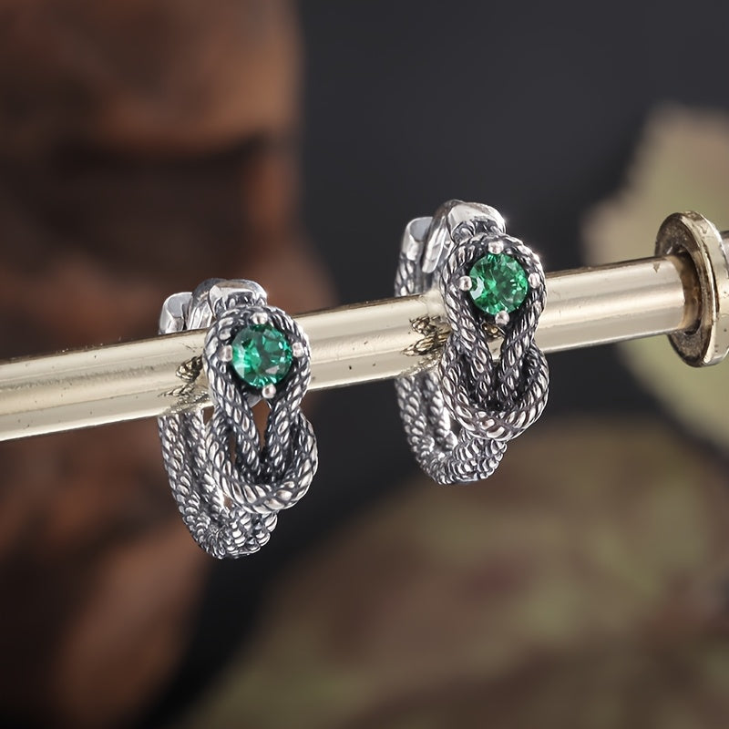 Vintage Green Cubic Zircon Earrings
