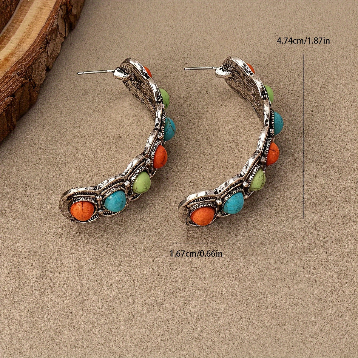 Zilverkleurige turquoise oorringen in southwesternstijl