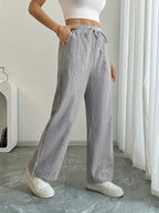 Striped Wide-Leg Trousers with Drawstring Waist