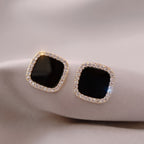 Square Rhinestone Stud Earrings
