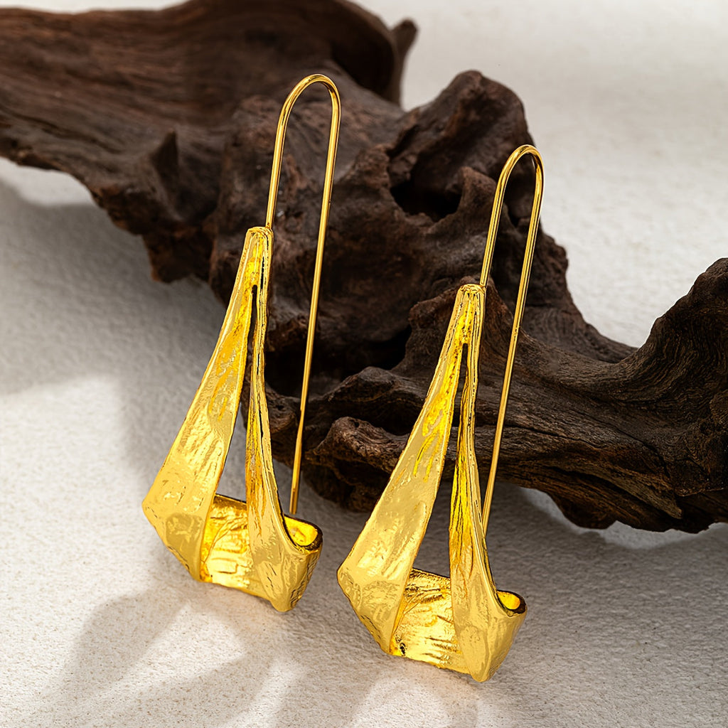 Vintage Hollow Geometric Hammered Pendant Earrings