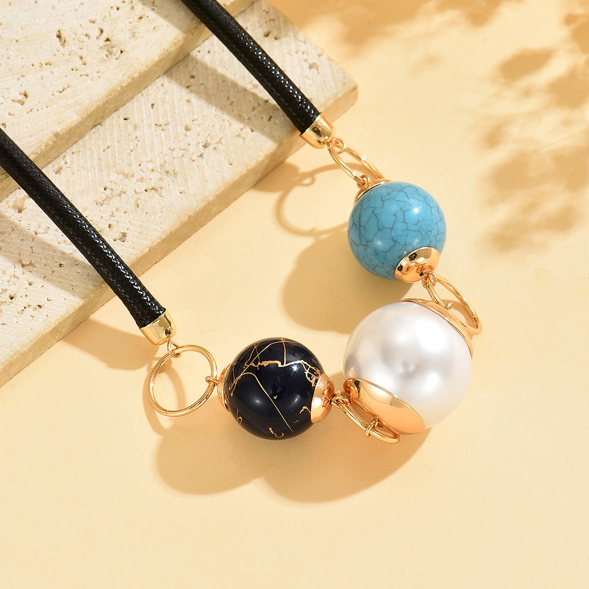 Bohemian Minimalist Pearl and Turquoise Bead Necklace