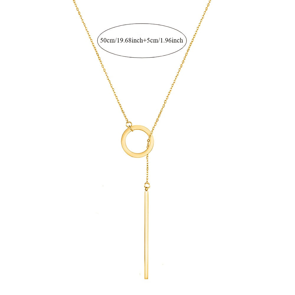 Modern Stainless Steel Y-Drop Necklace