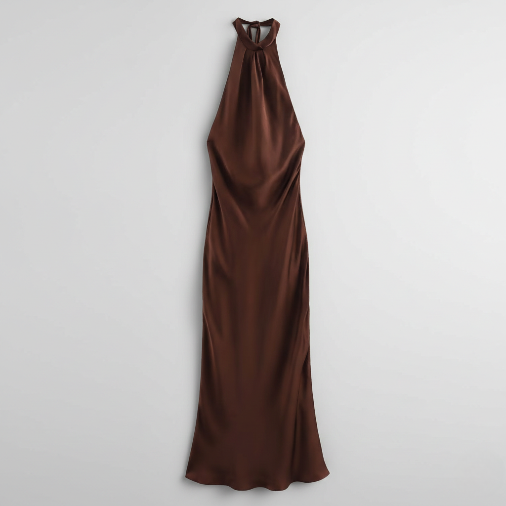 Halter Neck Open-Back Straight Maxi Dress