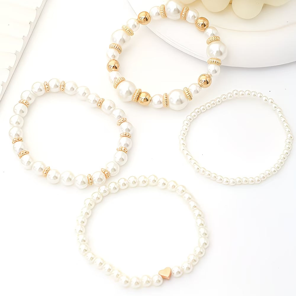 Pearl Stacking Bracelet Set of Four
