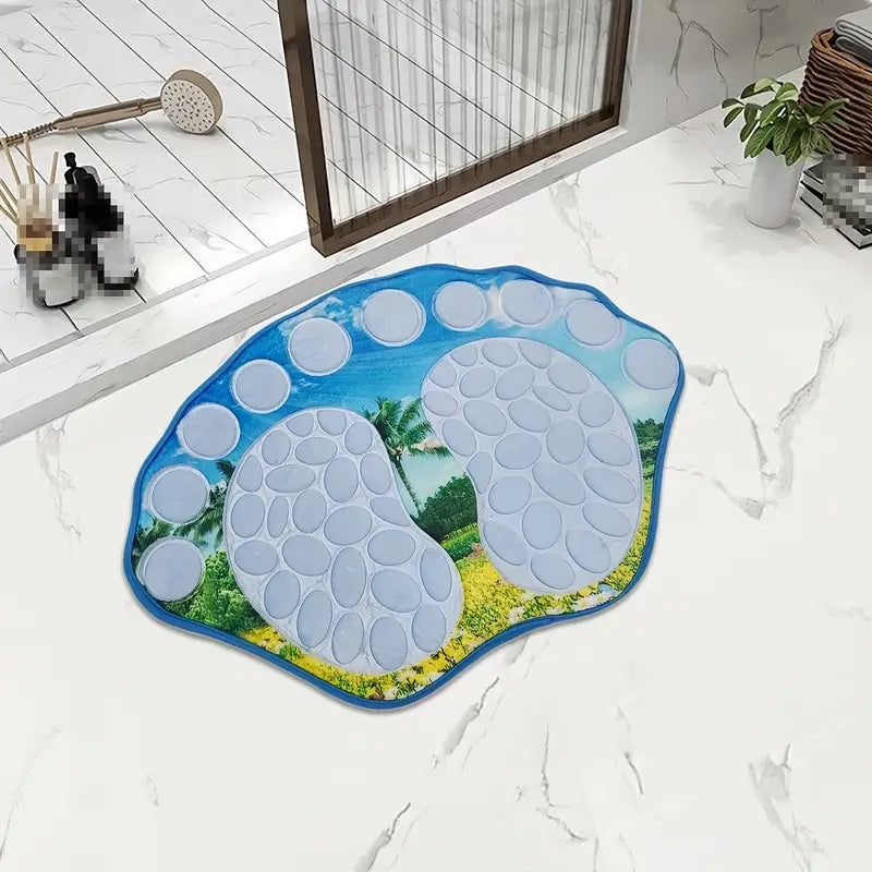 Cobblestone Embossed Non-Slip Bathroom Rug – Polyester, 39x59cm