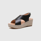 Cross Strap Wedge Sandals with Espadrille Sole