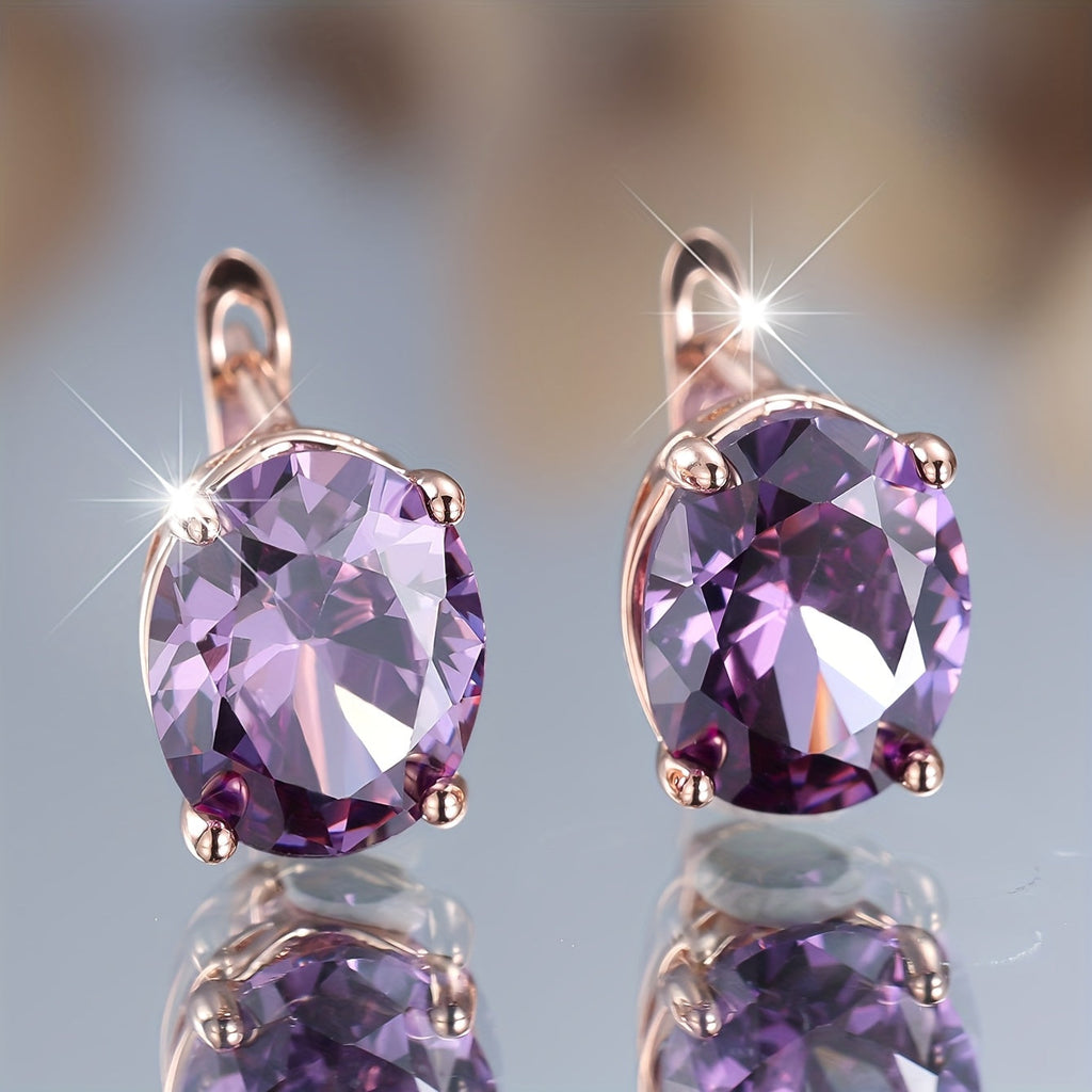 Boho Purple Cubic Zirconia Drop Earrings