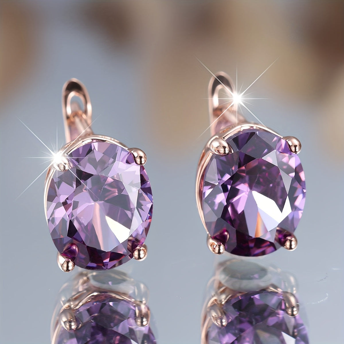 Boho Purple Cubic Zirconia Drop Earrings
