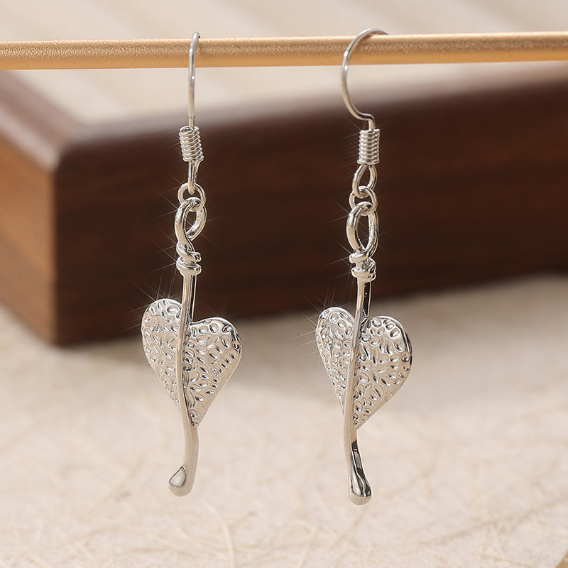 Bohemian Heart-Shaped Leaf Dangle Earrings