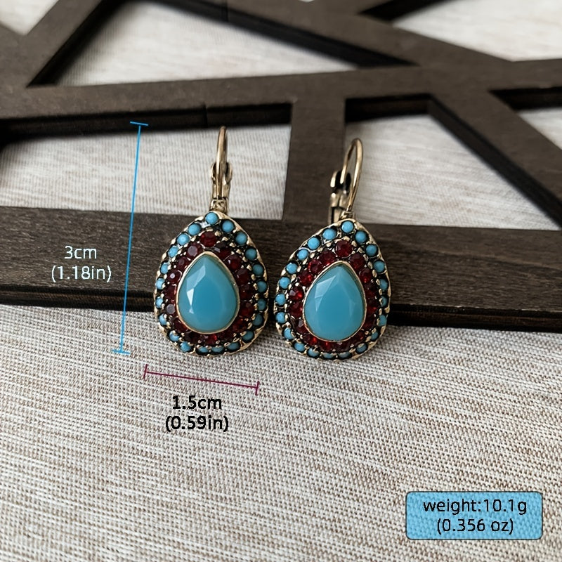 Vintage Teardrop Halo Drop Earrings in Three Colours