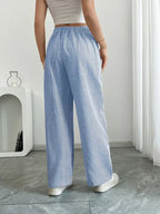 Striped Wide-Leg Trousers with Drawstring Waist