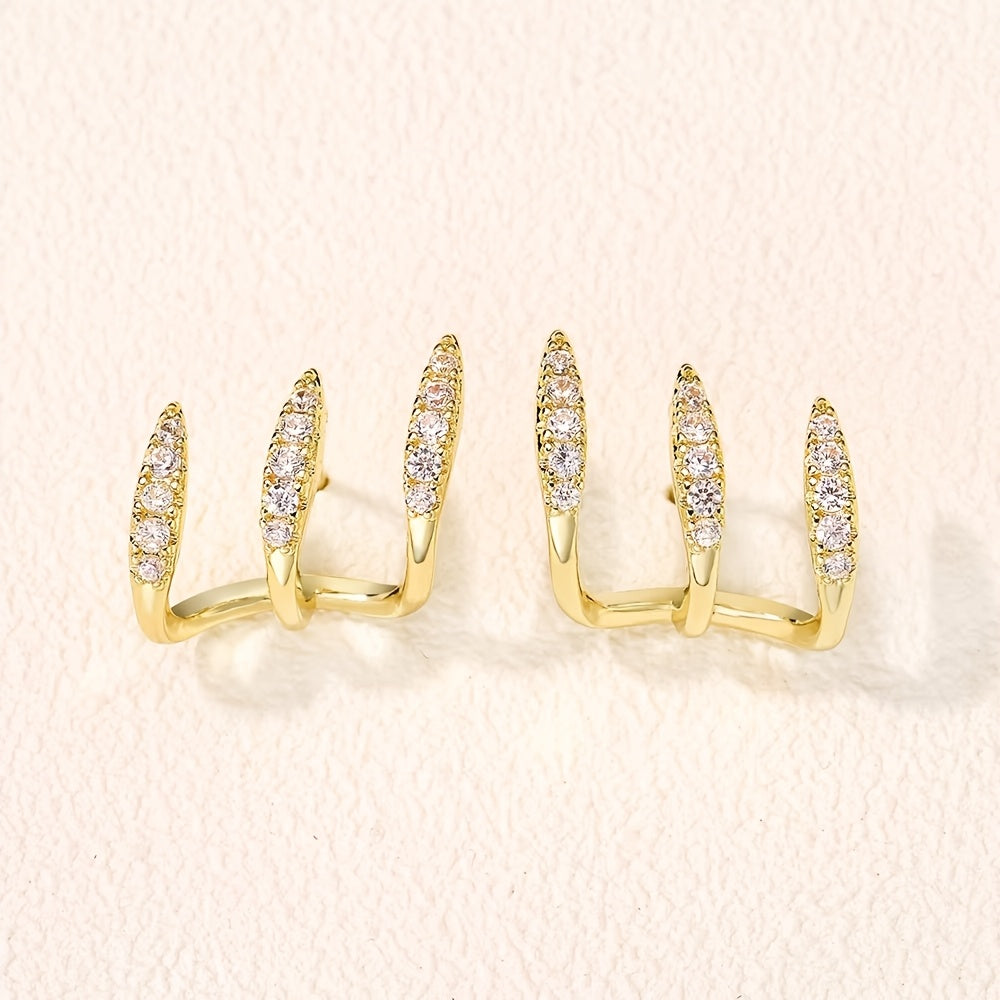 Three-Prong Rhinestone Earrings