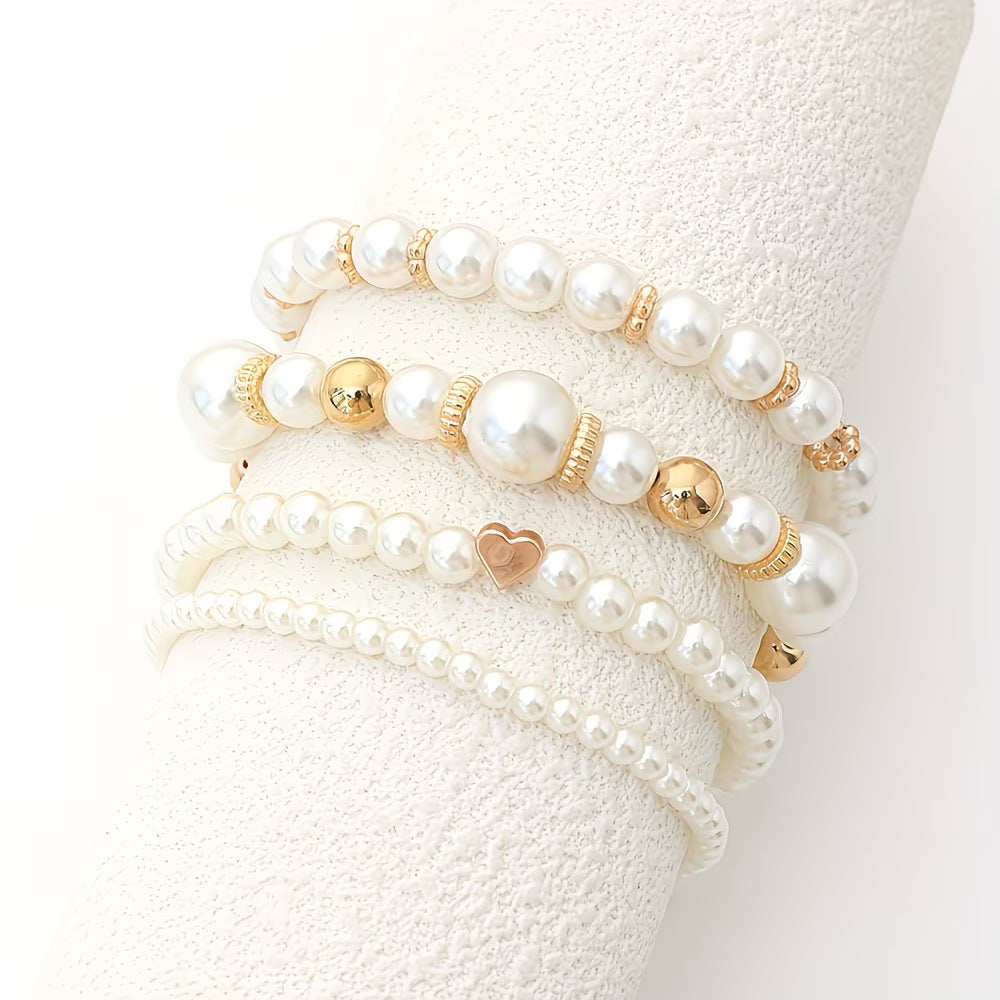 Pearl Stacking Bracelet Set of Four