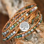 Levensboomarmband met roze kralen