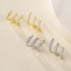 Three-Prong Rhinestone Earrings