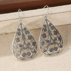 Retro Teardrop Ethnic Threaded Print Earrings