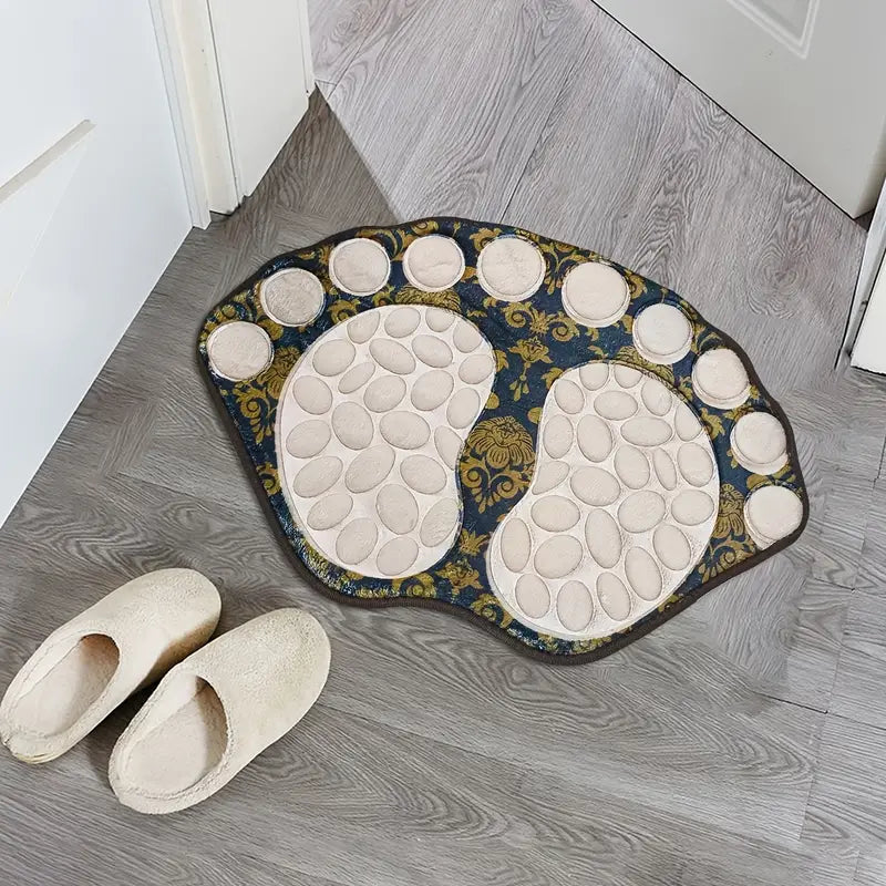 Cobblestone Embossed Non-Slip Bathroom Rug – Polyester, 39x59cm