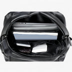 Men's Water-Repellent Black PU Backpack for Commuting