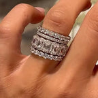 Vierdelige stapelbare ringenset in bruidsstijl met zirkonia