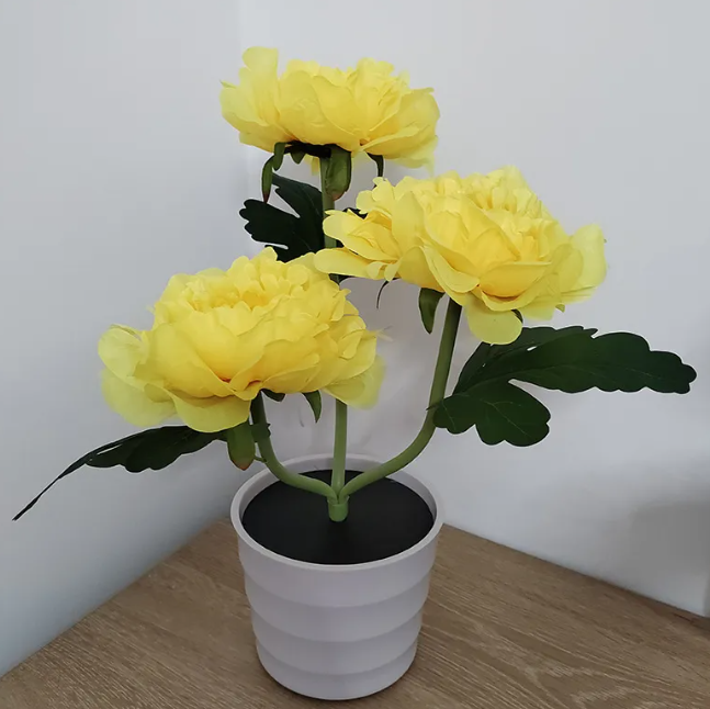 Artificial Peony Flower Table Lamp – Ambient LED Light, Bedside Decor