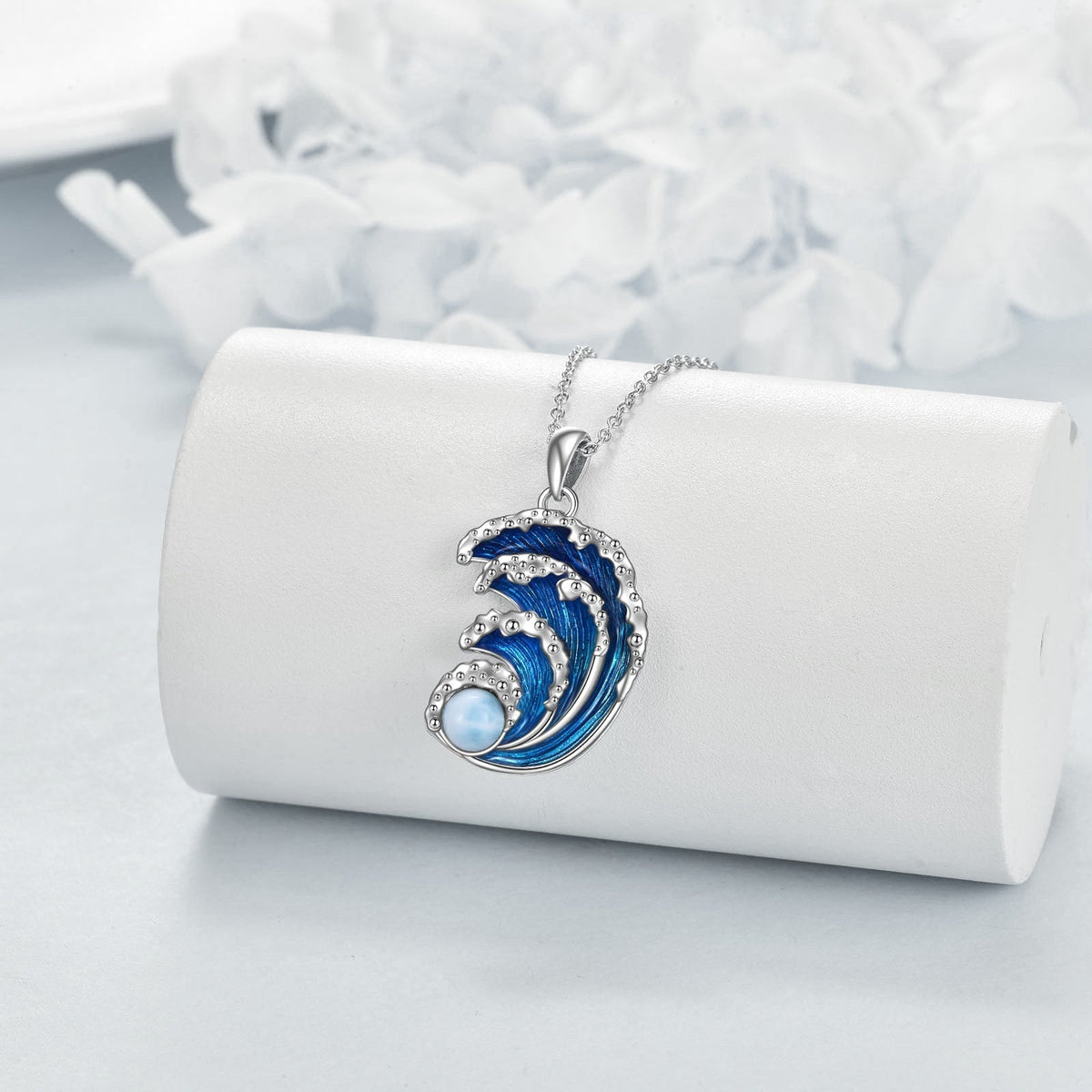 Ocean Wave Pearl Pendant Necklace