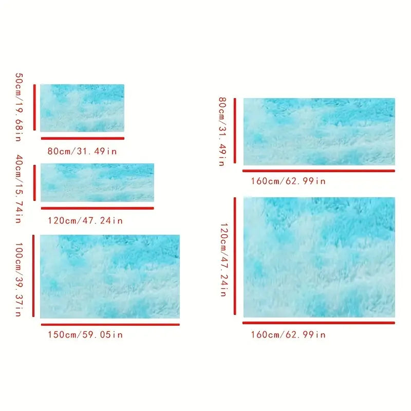 Fluffy Shaggy Area Rug – Tie-Dye Plush, Multiple Sizes, Living Room and Bedroom