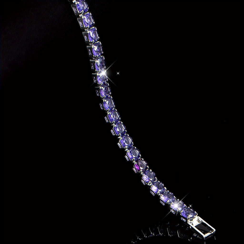 Boho Purple Zirconia Crystal Tennis Bracelet