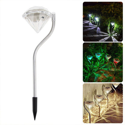 Solar Garden Lights – Diamond LED Lawn Stake Light, Waterproof Outdoor Pathway Lighting