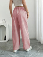 Striped Wide-Leg Trousers with Drawstring Waist