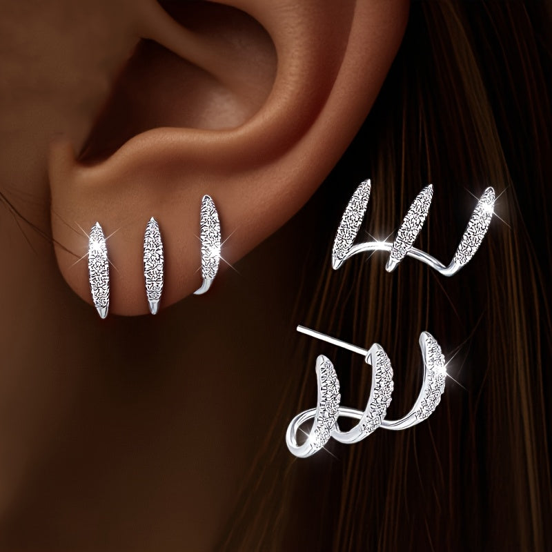 Three-Prong Rhinestone Earrings