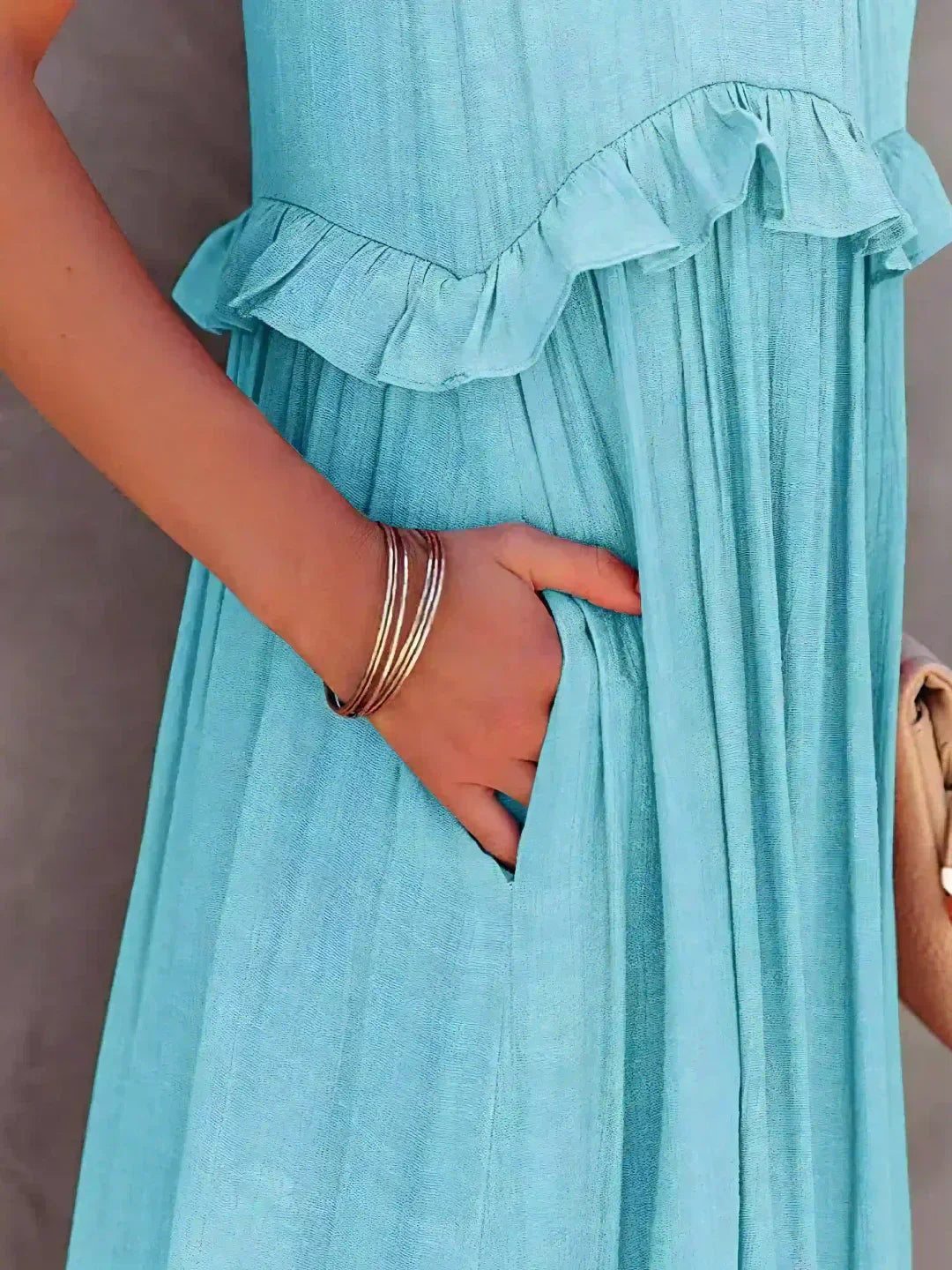 Sleeveless Halter Tiered Ruffle Maxi Dress