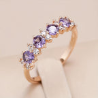 Purple Zirconia Diamond-Look Accent Band Ring
