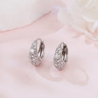 925 Sterling Silver Moissanite Floral Hoop Earrings, White Gold Plated