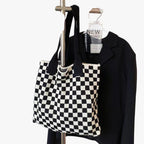 Light Green and White Crocheted Shopper Tote Bag