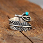 Boho turquoise veerring van sterling zilver