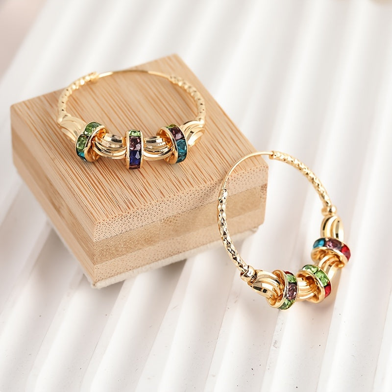 Gold-Tone Rainbow Zirconia Earrings