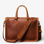 Vintage bruine premium leren aktetas voor laptop en documenten