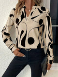 Geometric Print V-Neck Blouse